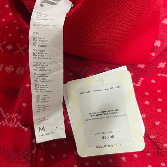 Cloud Seamless High-waisted Jacquard Legging Poinsettia Nordic Fairisle Xmas - Picture 3 of 7